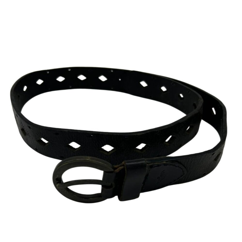 Dockers Mens Genuine Leather Buckle Belt Size XL Black Vintage Classic 1602 Y2K